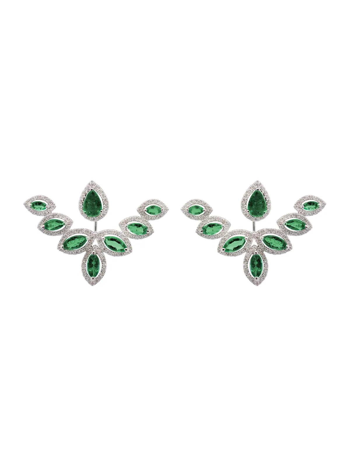 3.44ct Diamond Emerald 18K Gold Day & Night Earrings