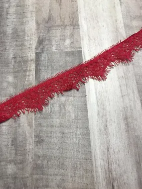 3YDS Red 1" Wide Eyelash Lace Trim