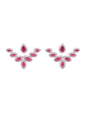 4.14ct Diamond Ruby 18K Gold Day & Night Earrings