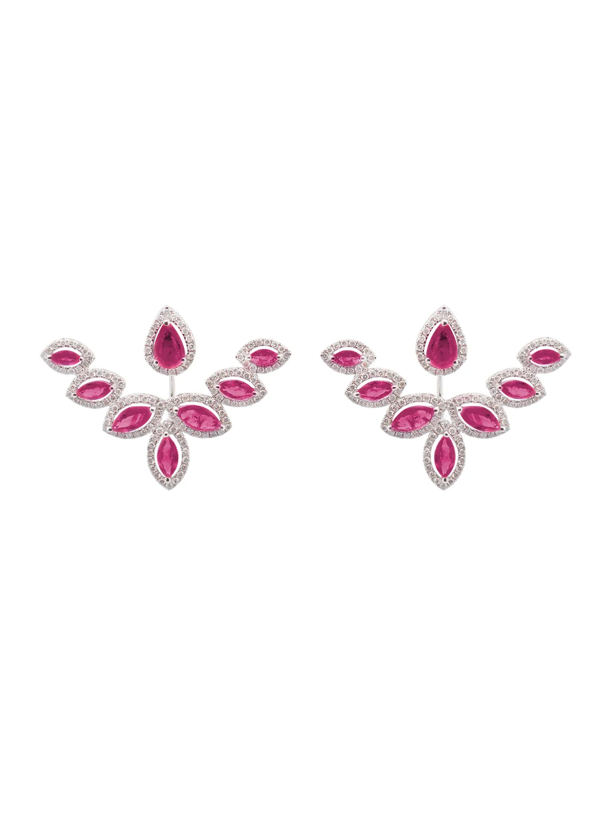 4.14ct Diamond Ruby 18K Gold Day & Night Earrings