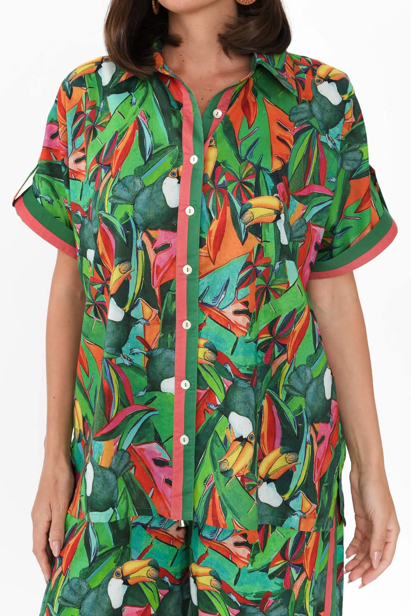 Abrie Green Jungle Cotton Shirt