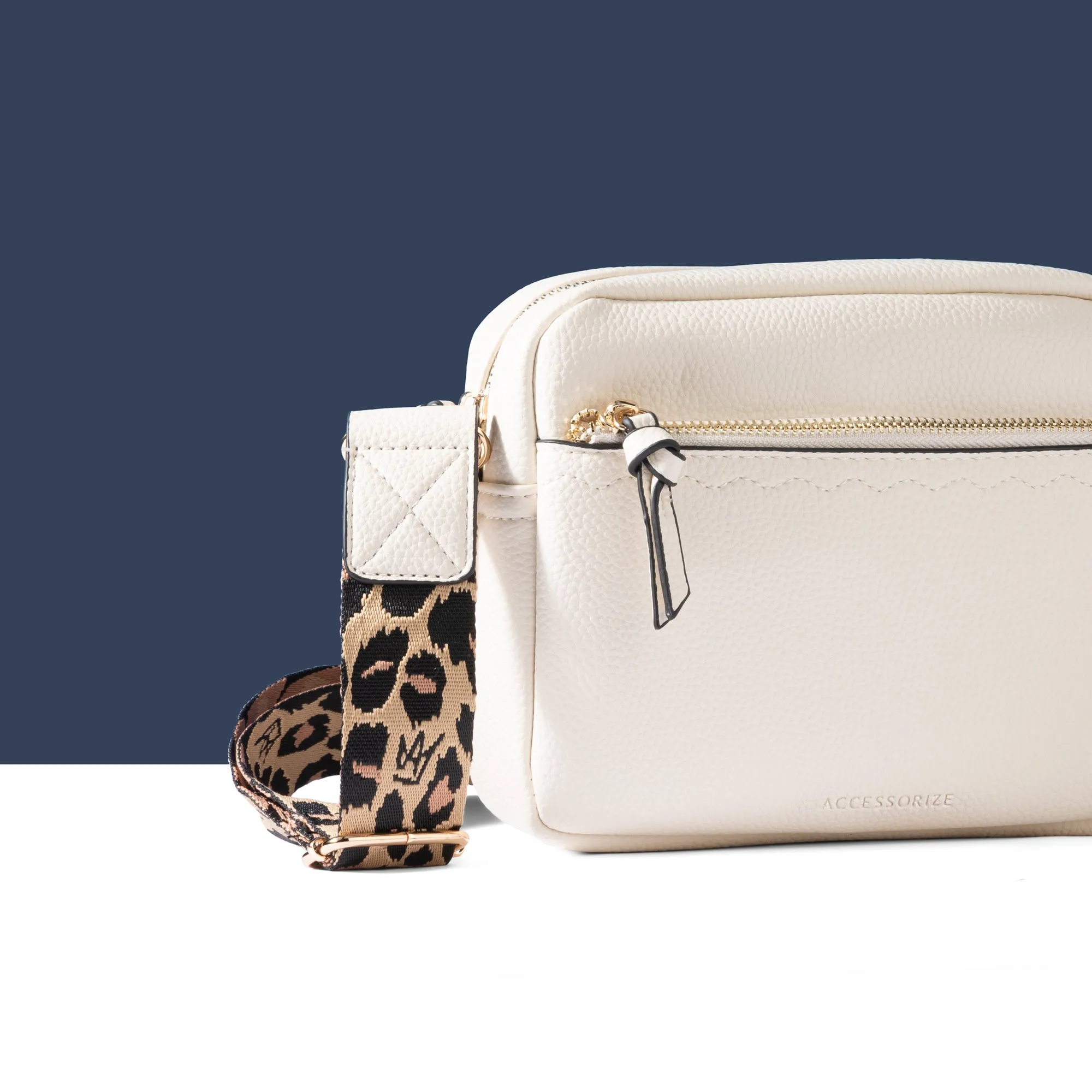 Accessorize London Women's Cream Camera Bag With Webbing Strap