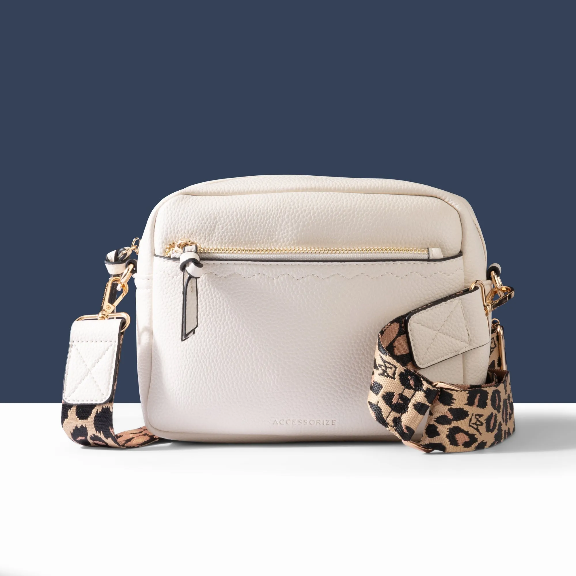 Accessorize London Women's Cream Camera Bag With Webbing Strap