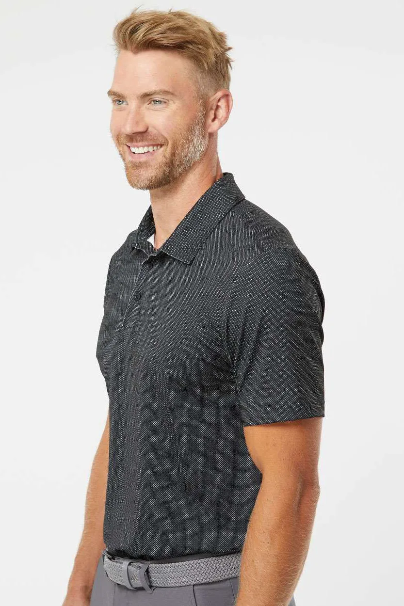 Adidas Mens Diamond Dot Moisture Wicking Short Sleeve Polo Shirt - Black - NEW