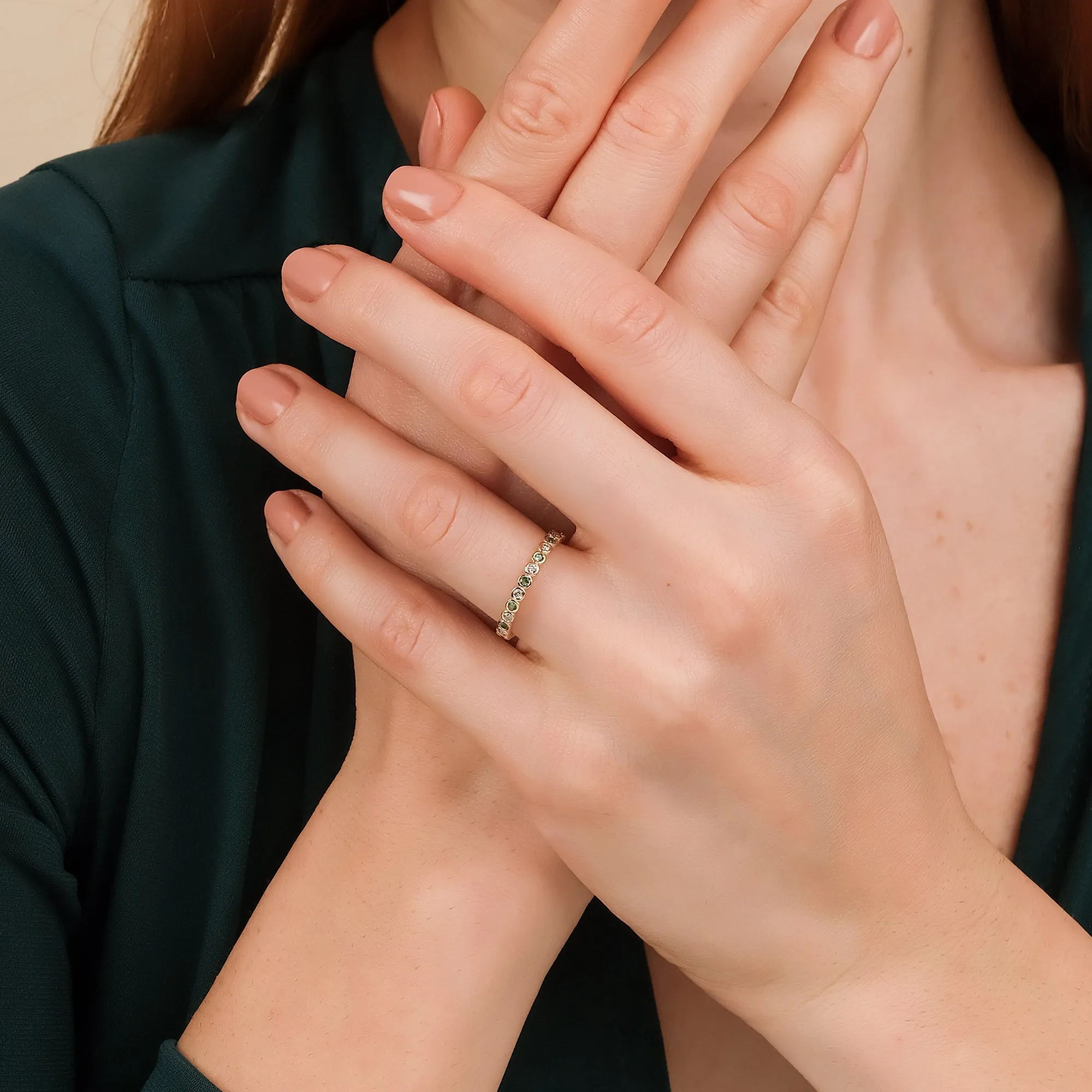 Alternating Emerald Diamond Eternity Band, Nyra