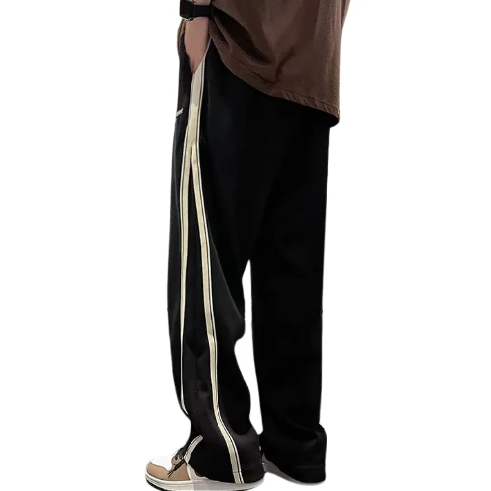 American Slit Striped Loose Sweatpants