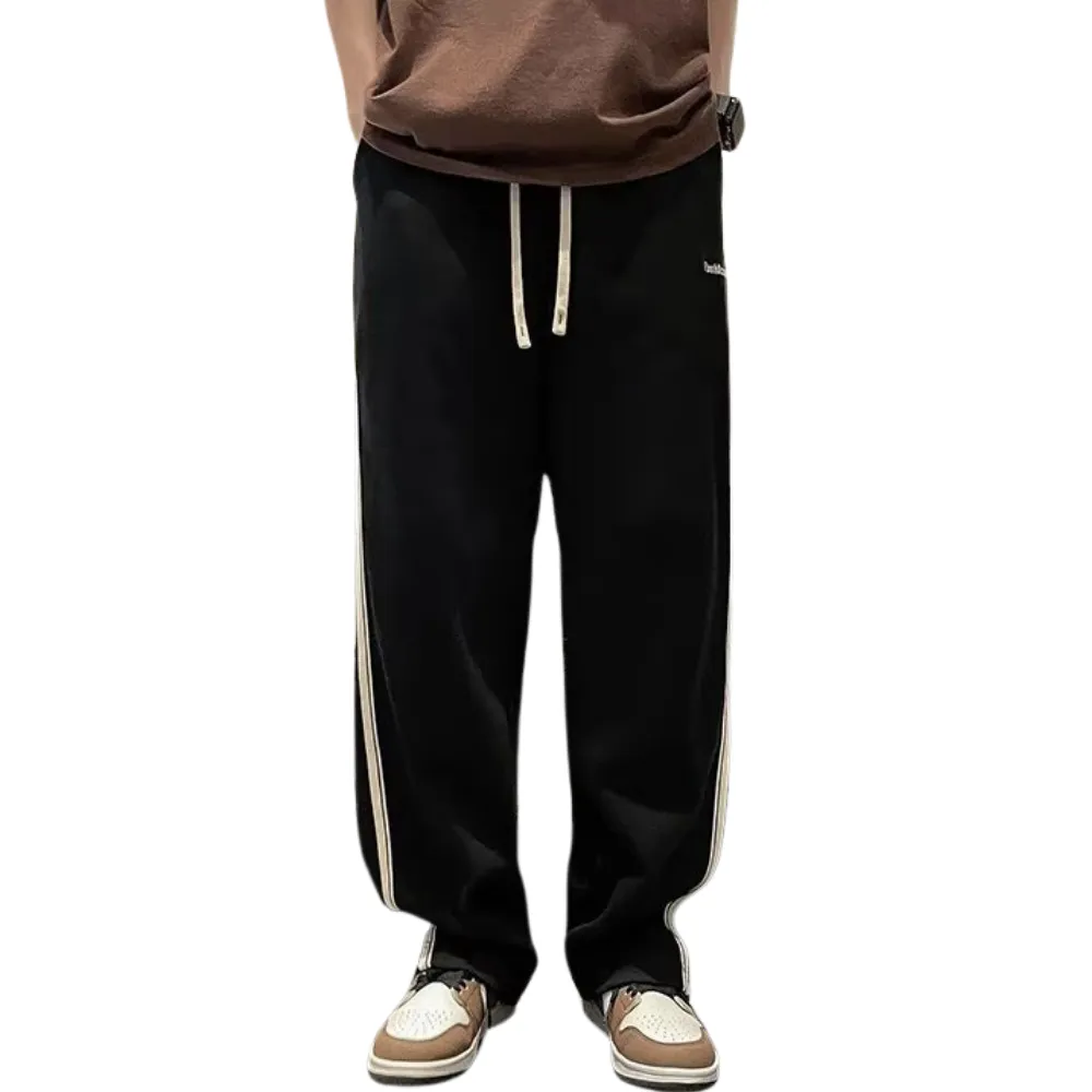 American Slit Striped Loose Sweatpants