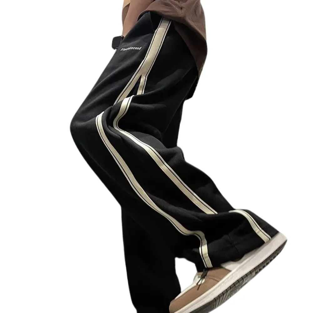 American Slit Striped Loose Sweatpants