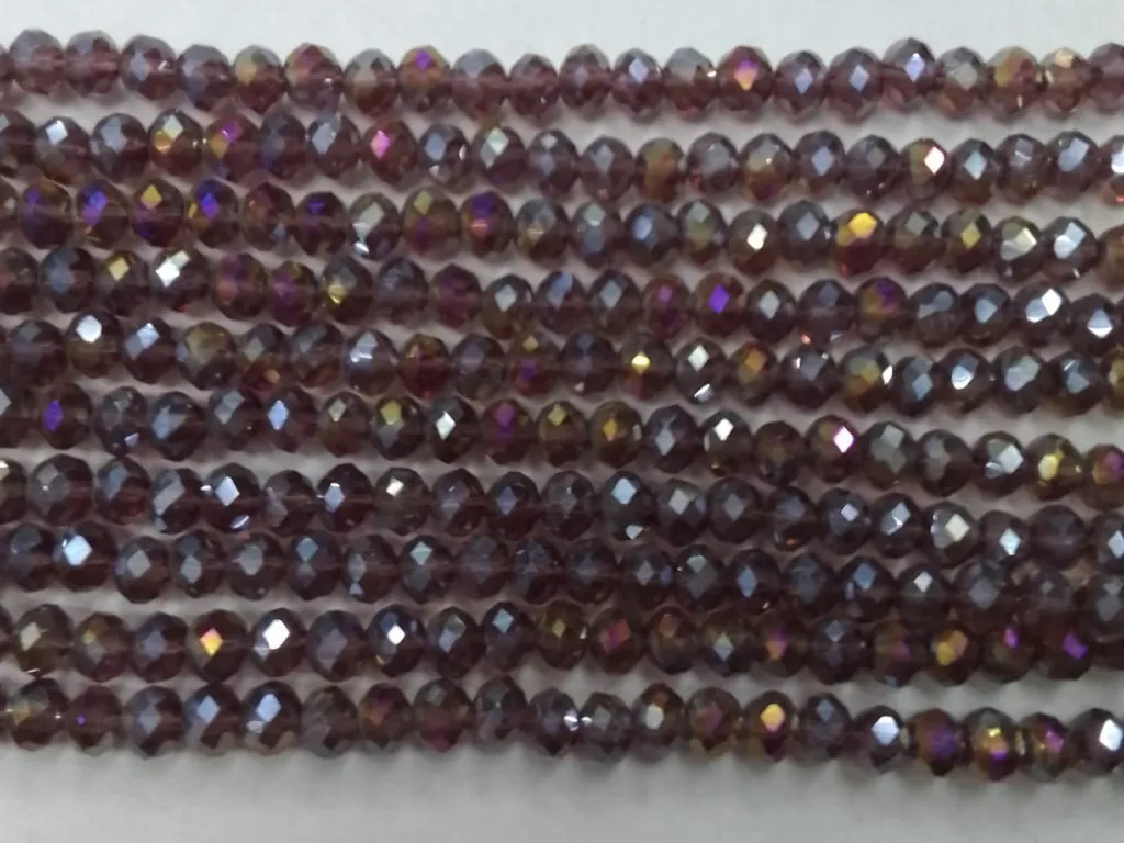 Amethyst Purple Rainbow Tyre Crystal Glass Beads- 6 mm