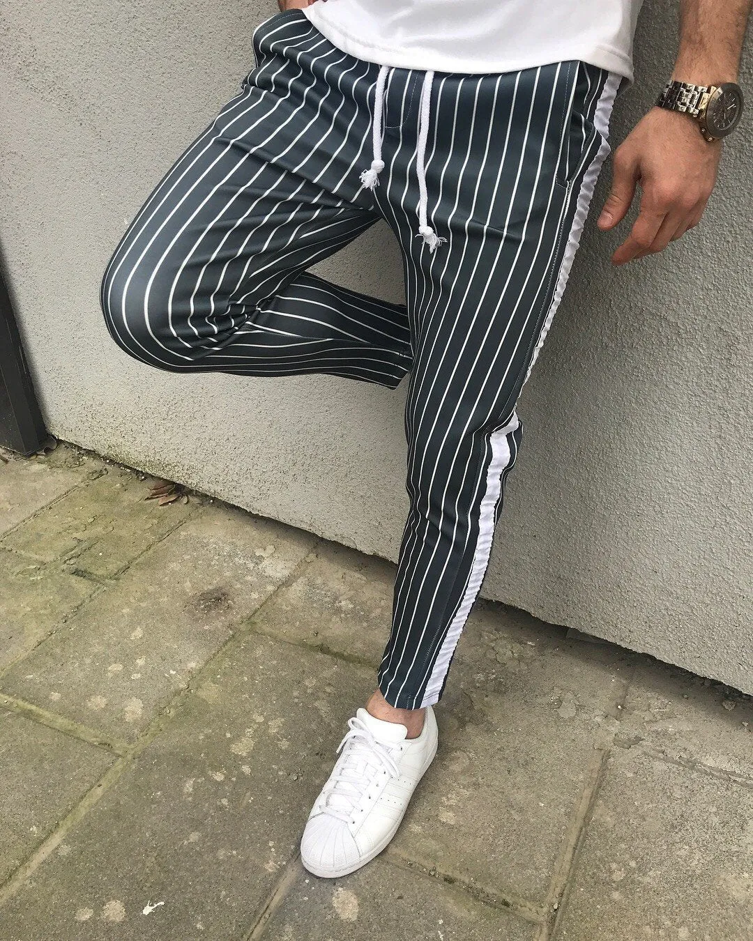 Anthracite Striped Jogger Pant HB11 Streetwear Jogger Pants