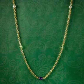 Antique Edwardian Suffragette Chain Necklace 15ct Gold Circa 1910