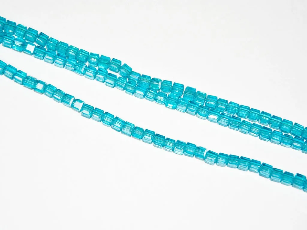 Aqua Blue Cuboidal Crystal Beads