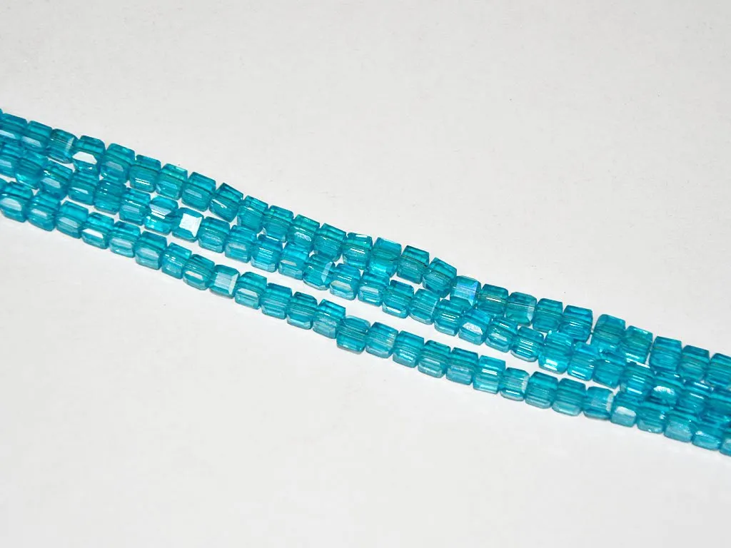 Aqua Blue Cuboidal Crystal Beads