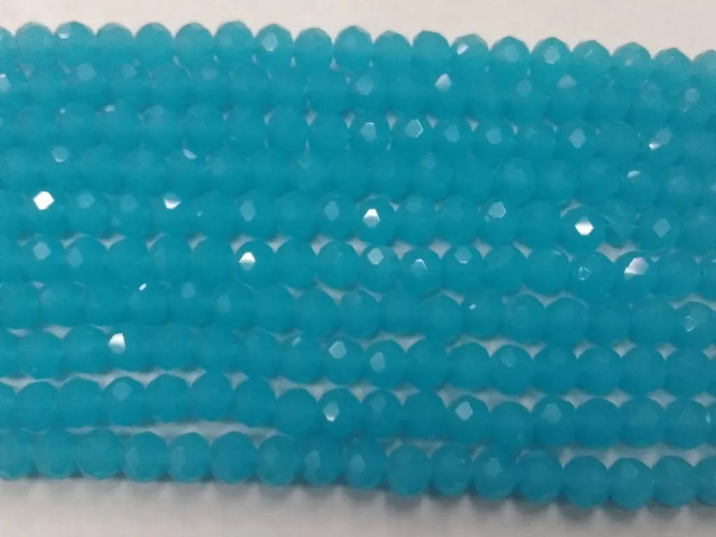 Aqua Blue Lustre Tyre Crystal Glass Beads- 6 mm (Wholesale