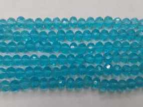 Aqua Blue Tyre Crystal Glass Beads- 6 mm