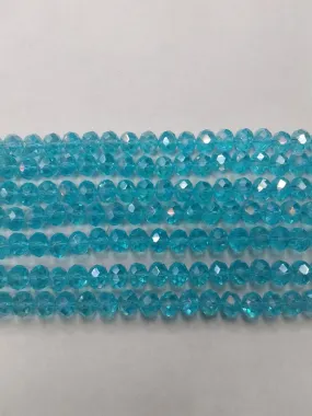 Aqua Blue Tyre Crystal Glass Beads (Wholesale