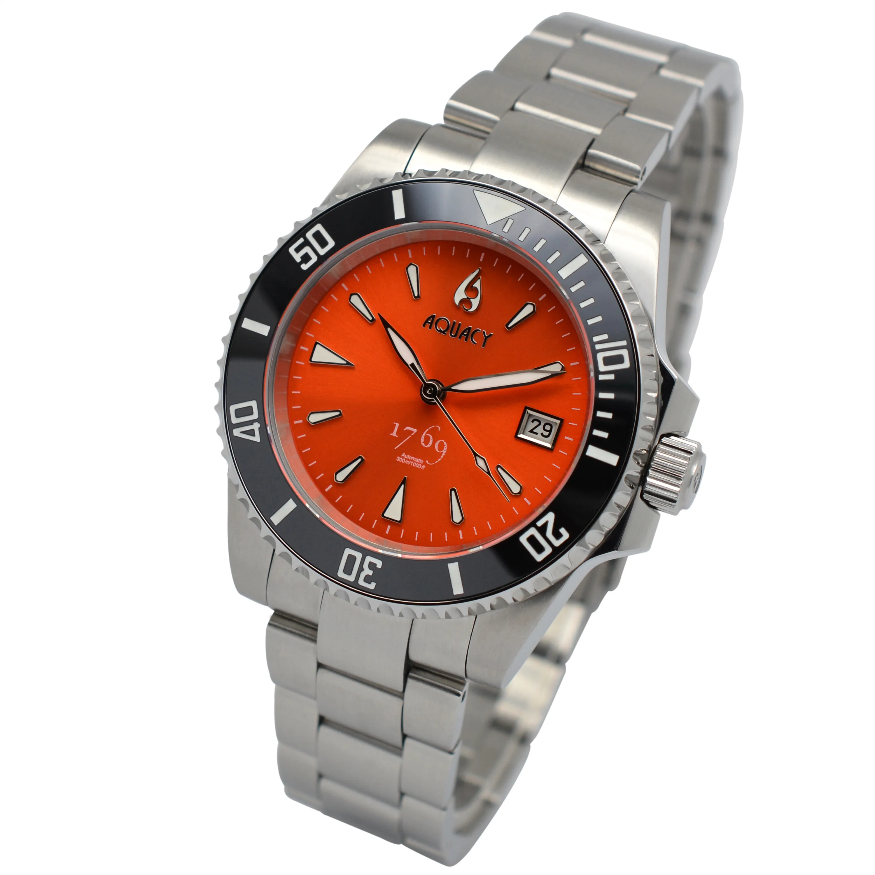 Aquacy 1769 Hei Matau Men's Automatic 300M Orange Dive Watch 1769.O.B.S