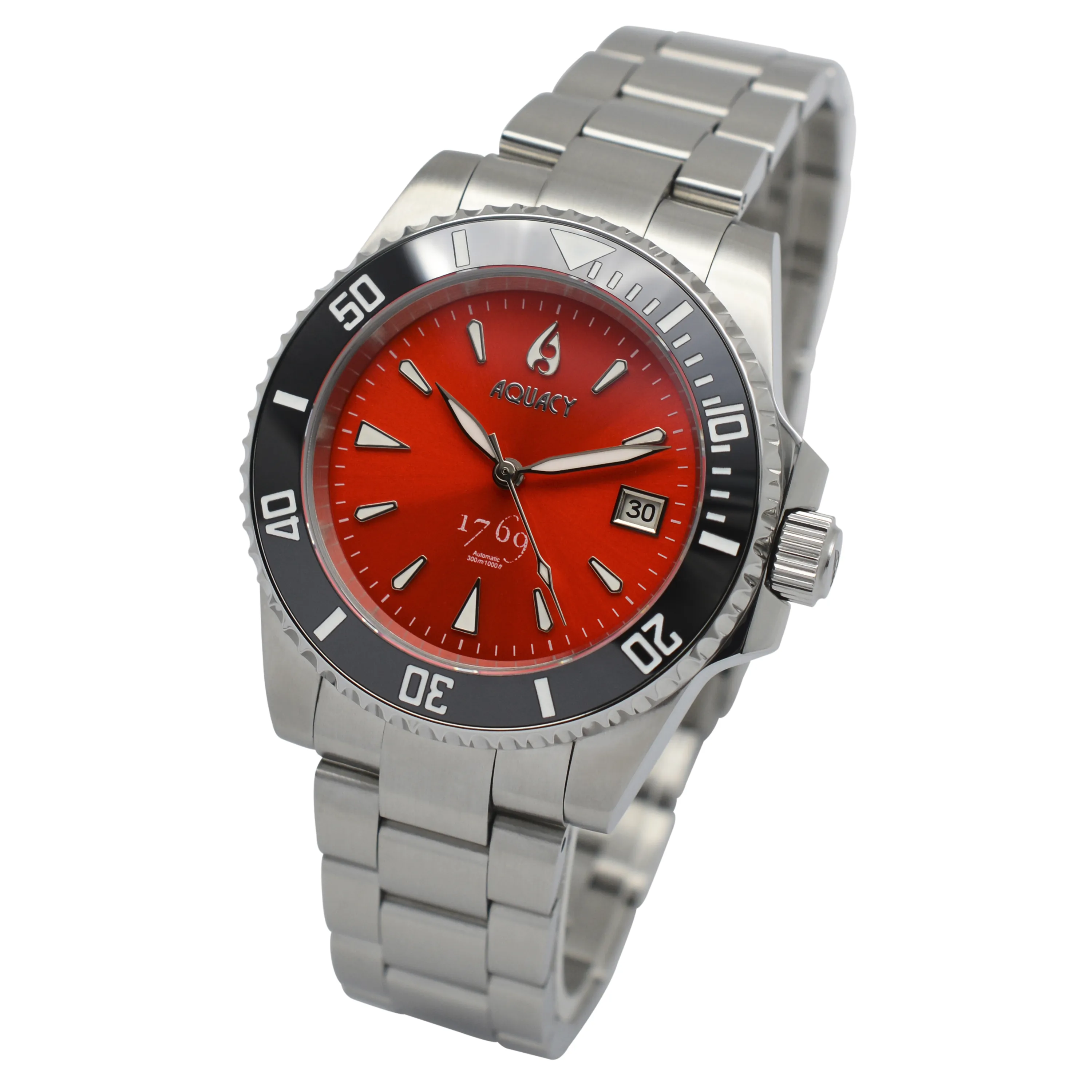 Aquacy 1769 Hei Matau Men's Automatic 300M Red Dive Watch 1769.R.B.S