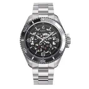 Aquacy Hei Matau Skeleton Watch 200M Black Dial Silver/Black Bezel Men's Automatic