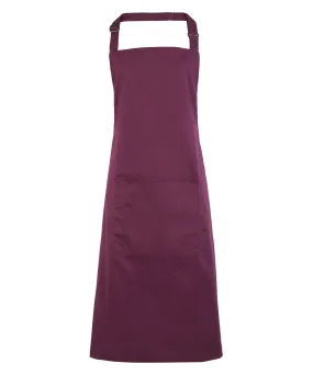 Aubergine - Colours bib apron with pocket