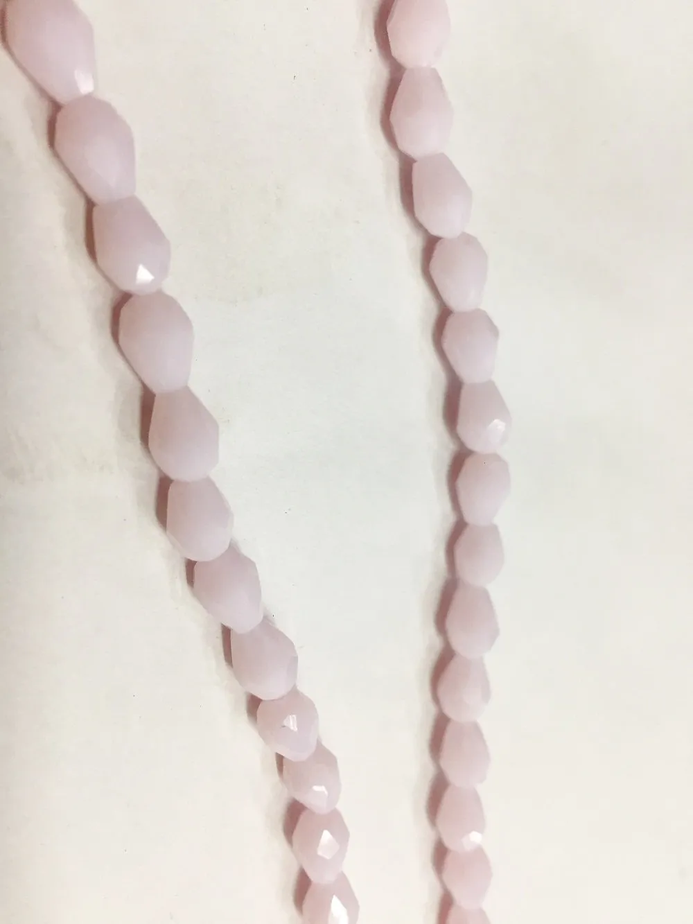 Baby Pink Drop Shaped Crystal Glass Beads