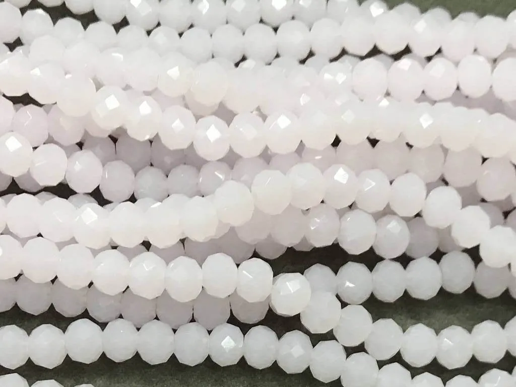 Baby Pink Opal Rondelle / Tyre Glass Crystal Beads- 6 mm