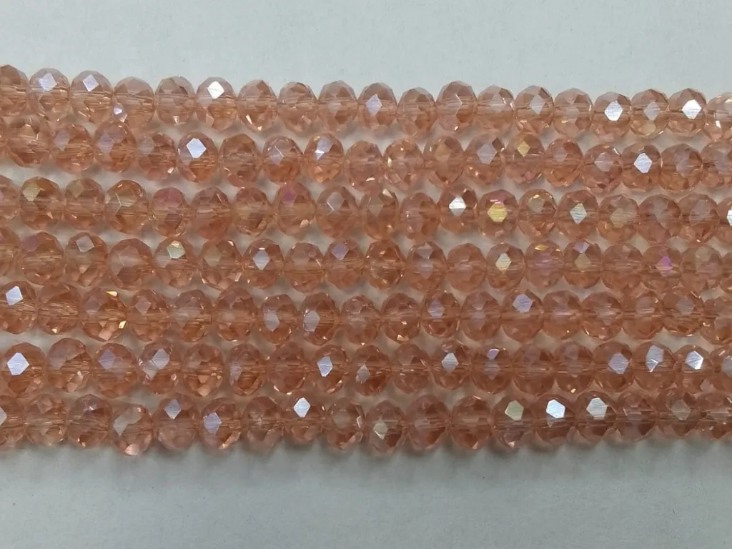 Baby Pink Tyre Crystal Glass Beads (Wholesale