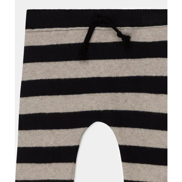 baby striped sweatpants in black/beige