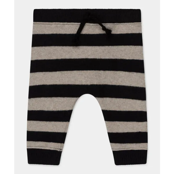 baby striped sweatpants in black/beige