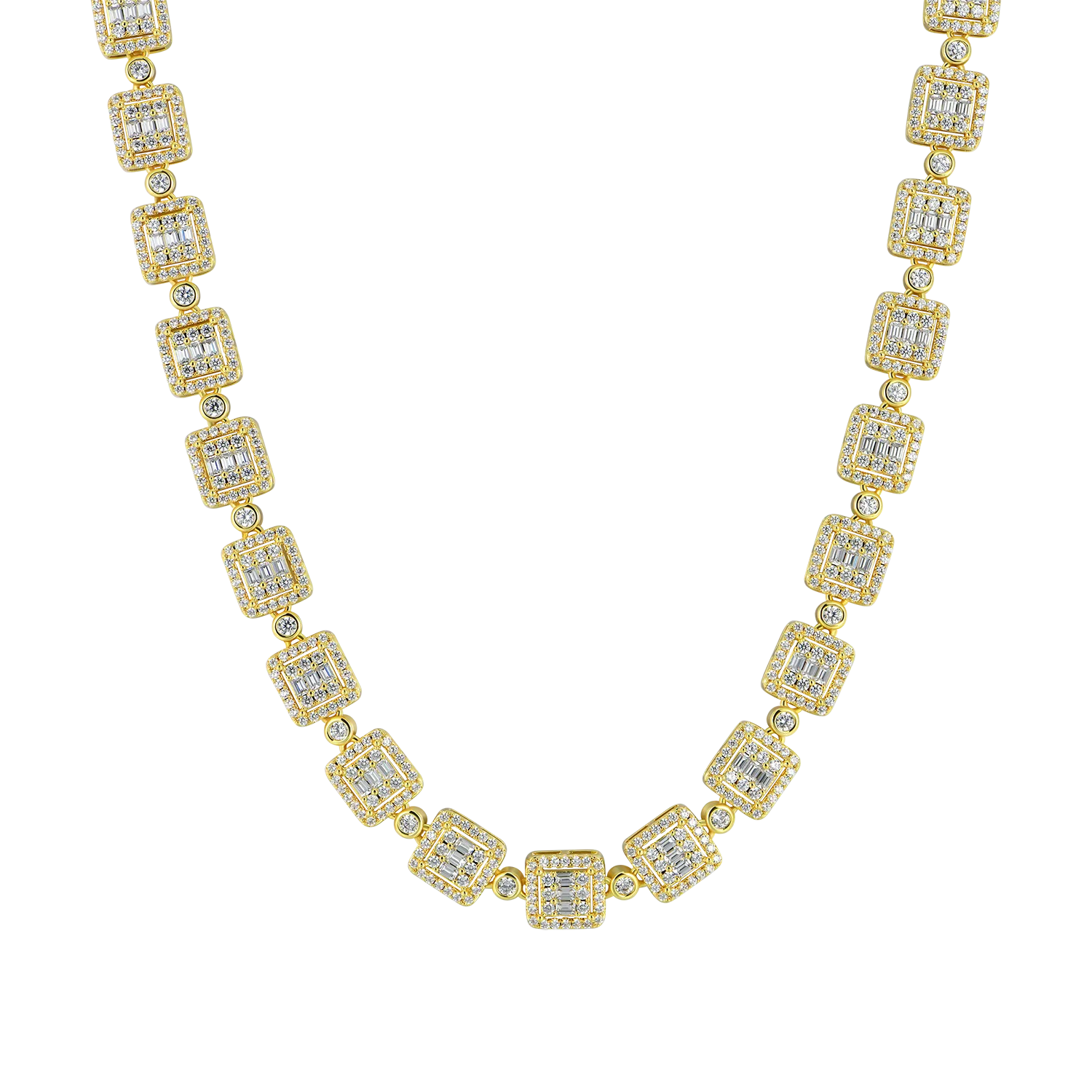 Baguette Cut Mix Tennis Chain - 10mm