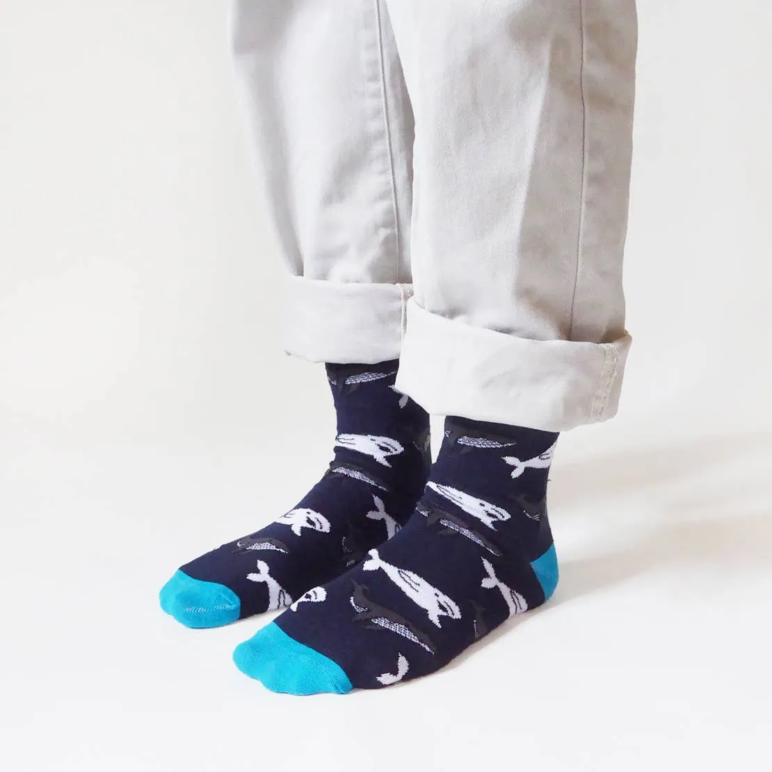 Bare Kind Socks - Save The Whale Bamboo Socks, Dark Navy