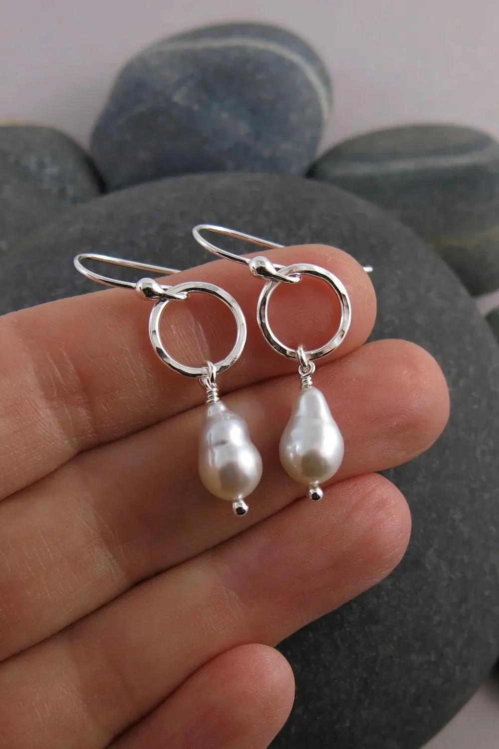 Baroque Pearl Circle Drop Earrings