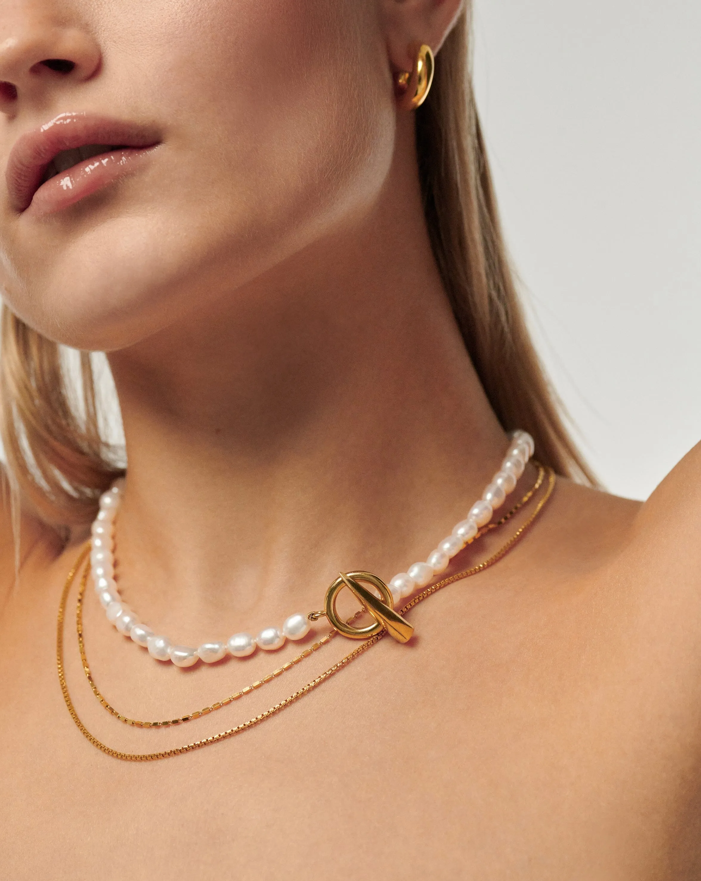 Baroque Pearl Claw T-Bar Necklace | 18ct Gold Vermeil/Pearl