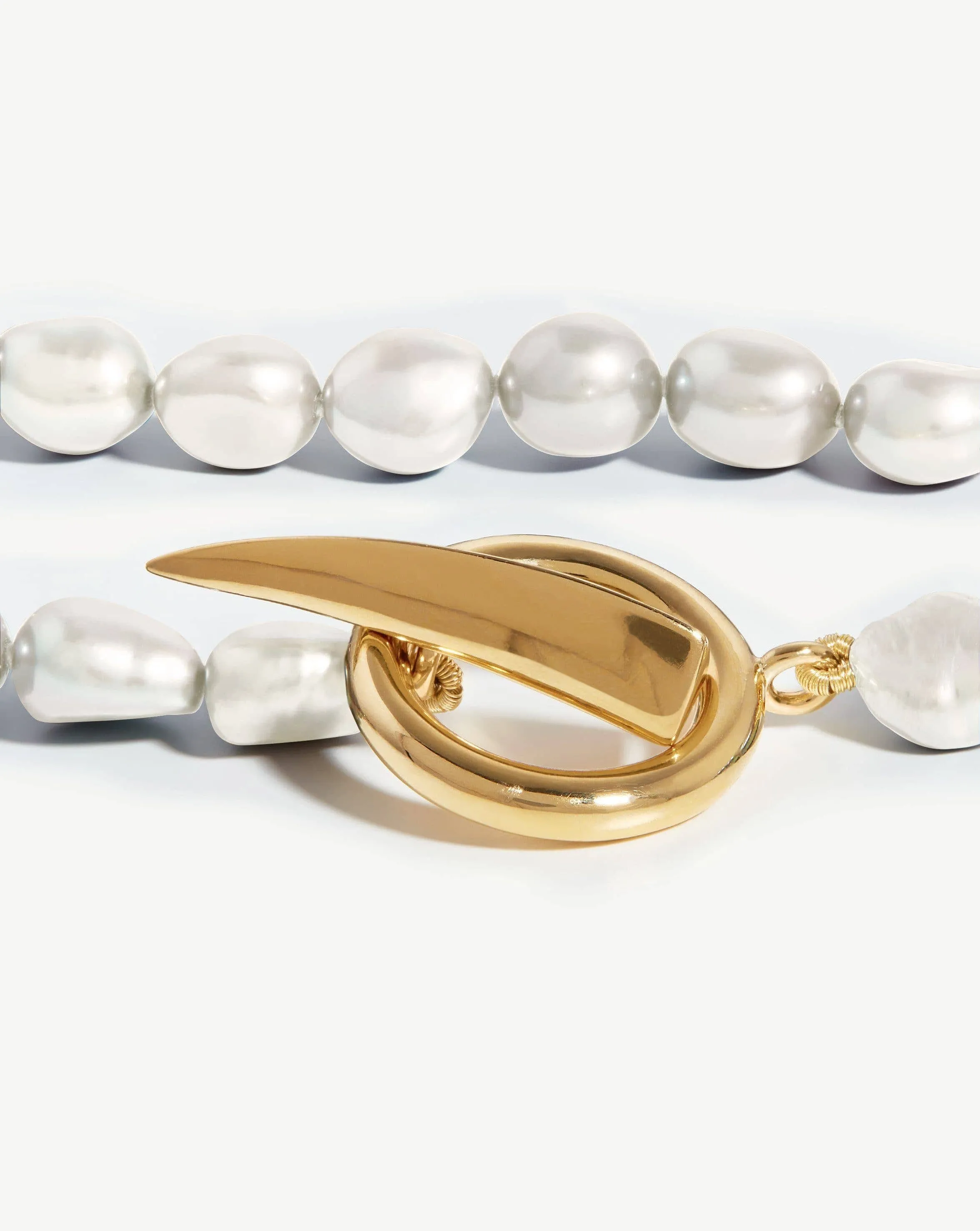 Baroque Pearl Claw T-Bar Necklace | 18ct Gold Vermeil/Pearl