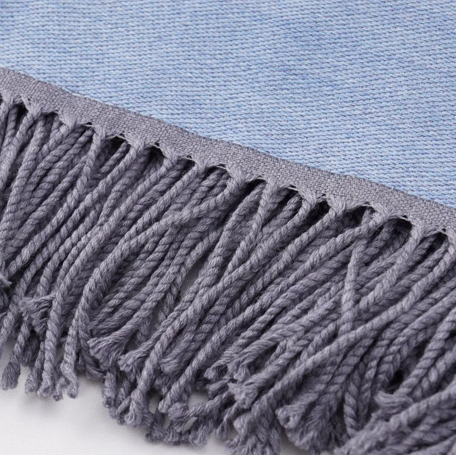 Battisti Blue Birdseye Wool Throw Blanket