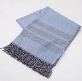 Battisti Blue Birdseye Wool Throw Blanket