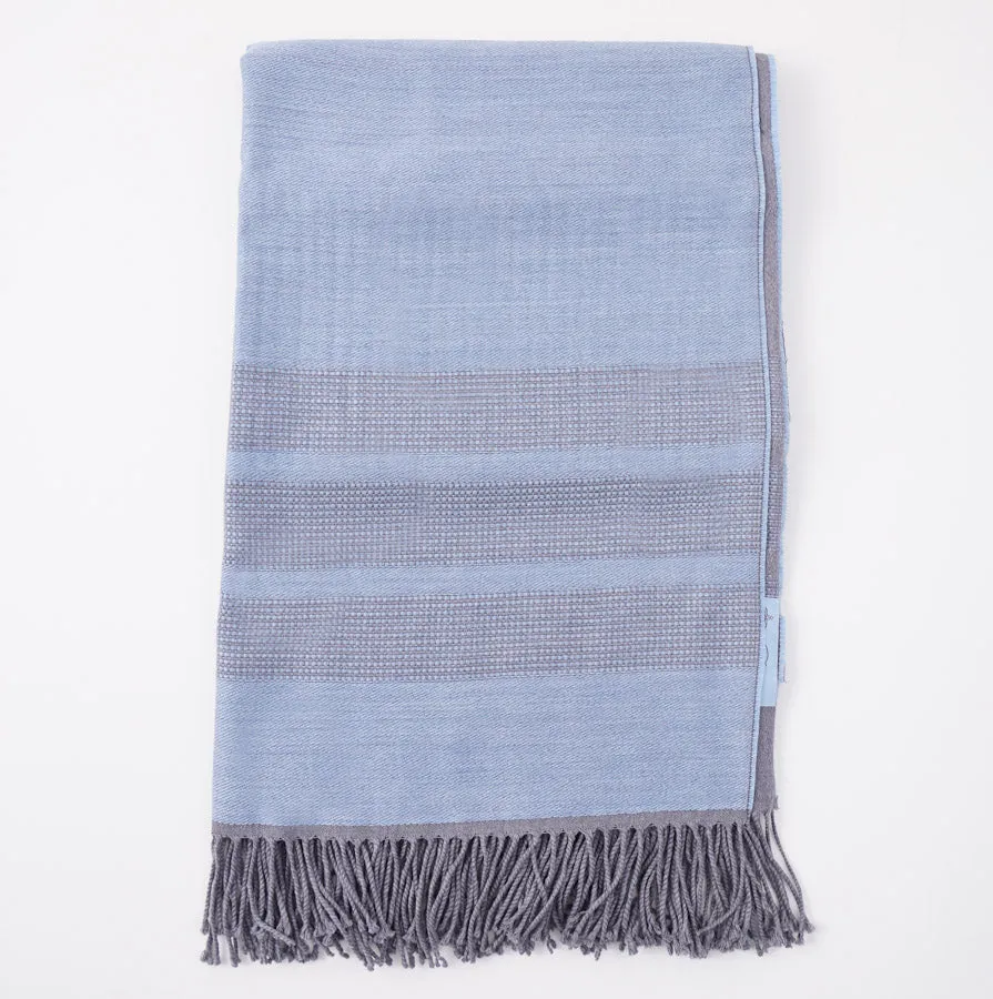 Battisti Blue Birdseye Wool Throw Blanket