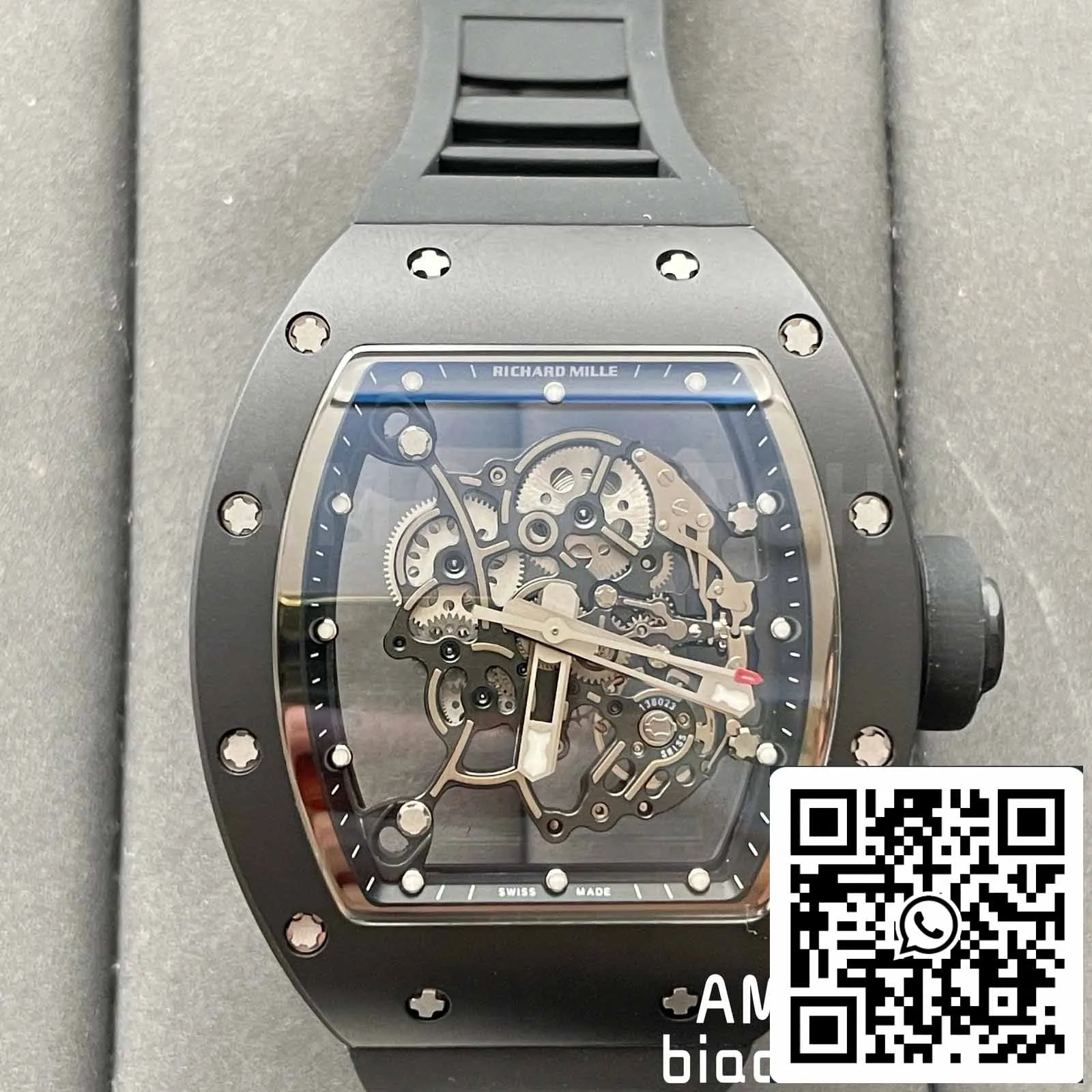 BBR Factory [V3] RICHARD MILLE  RM055 RM-055 Black Ceramic Case Black Rubber Strap