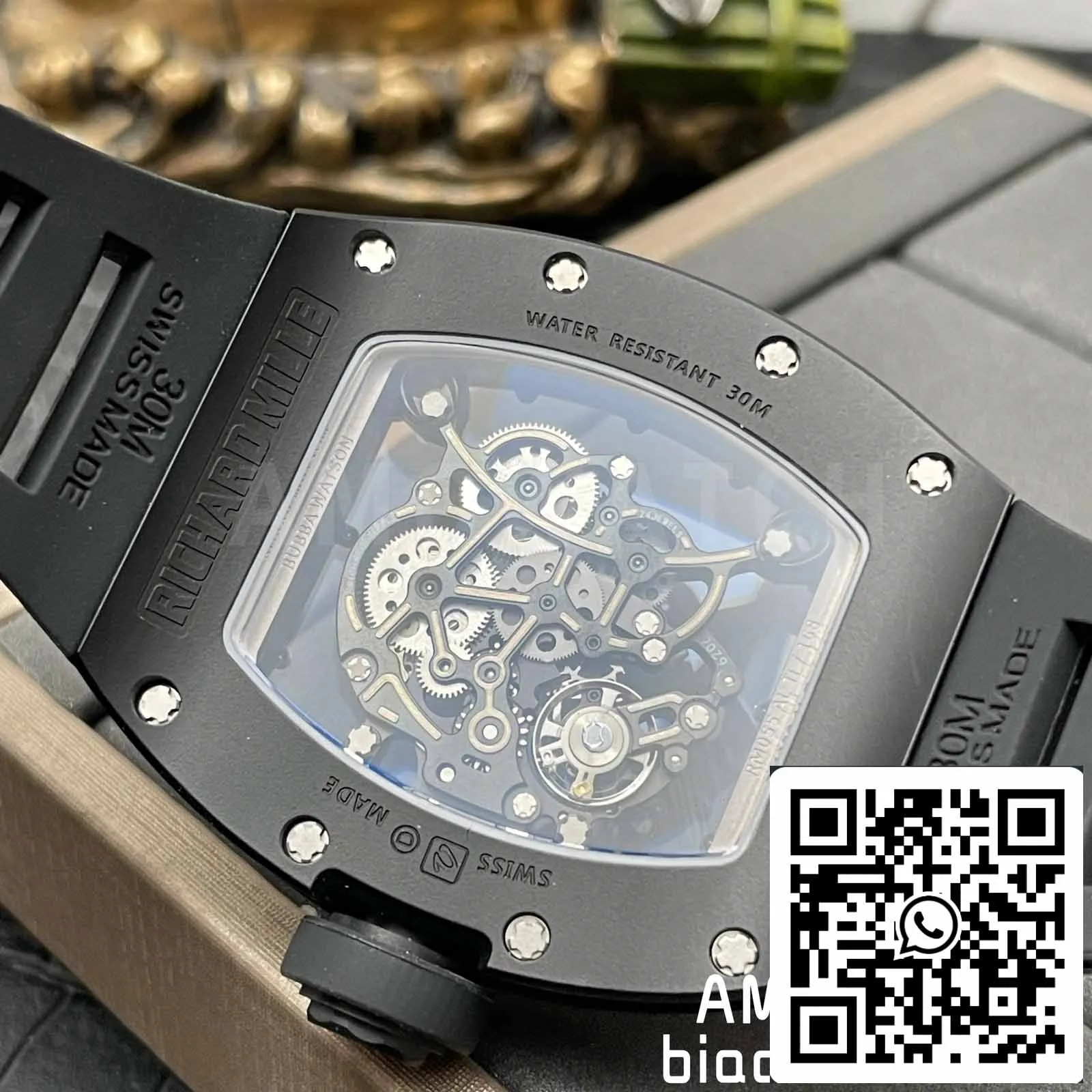 BBR Factory [V3] RICHARD MILLE  RM055 RM-055 Black Ceramic Case Black Rubber Strap