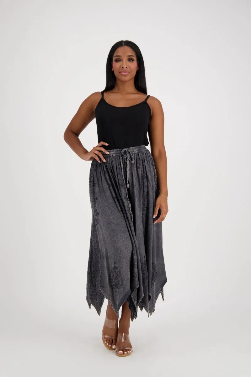 Beautiful Embroidered Skirt with Zig Zag Hem! 5 Colors!