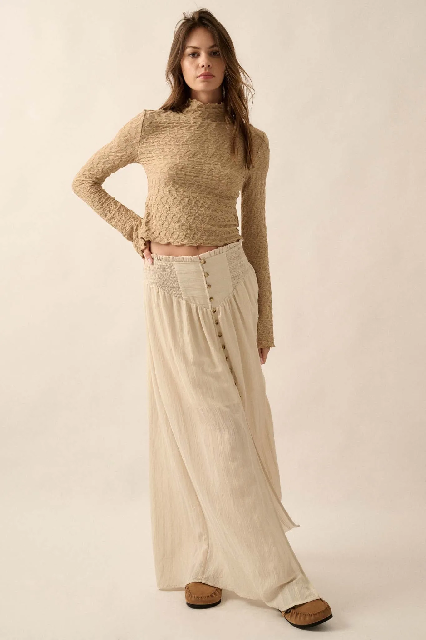 Beautiful Spirit Textured Knit Mock-Neck Top