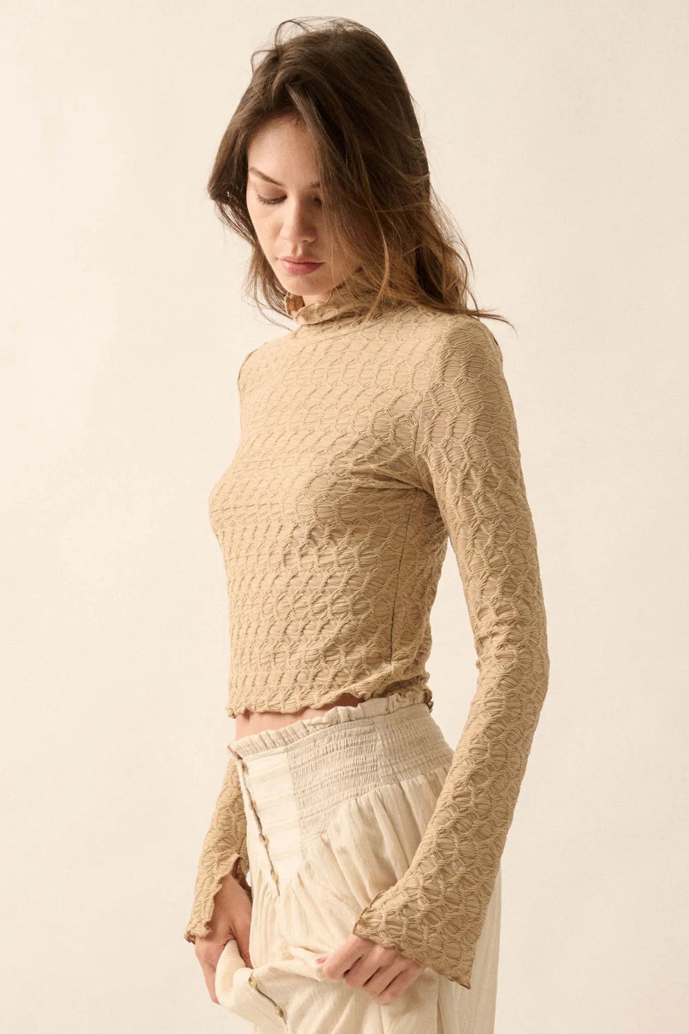 Beautiful Spirit Textured Knit Mock-Neck Top