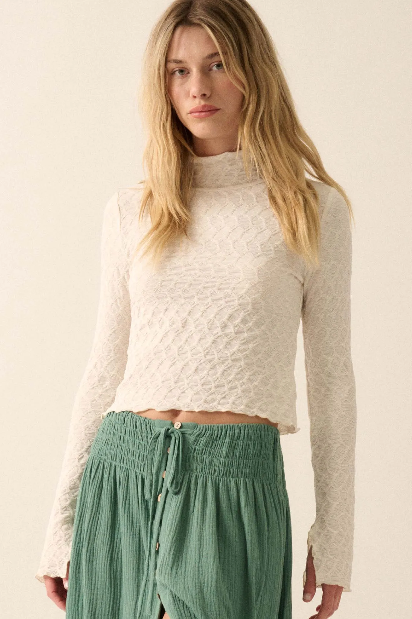 Beautiful Spirit Textured Knit Mock-Neck Top