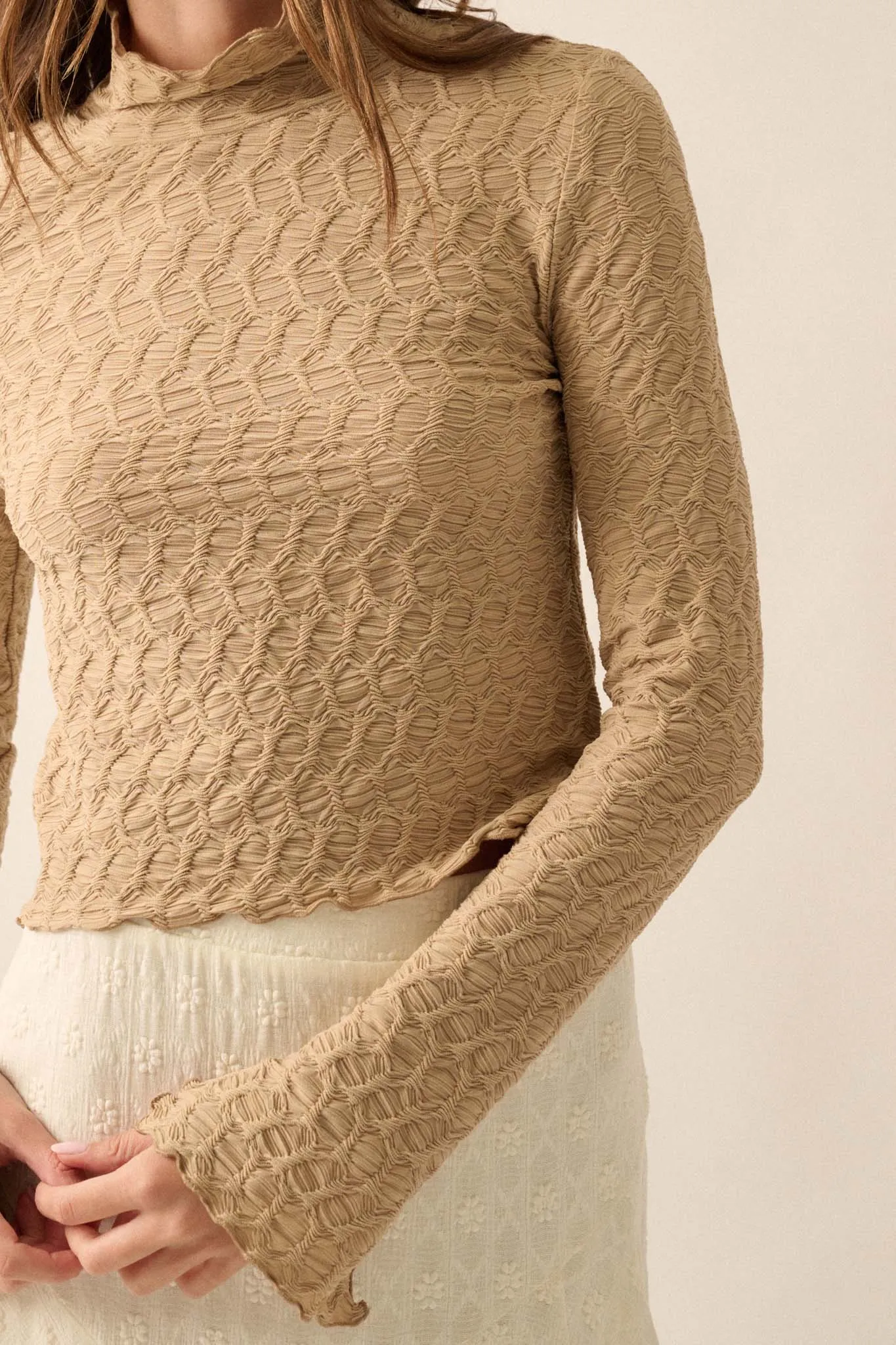 Beautiful Spirit Textured Knit Mock-Neck Top