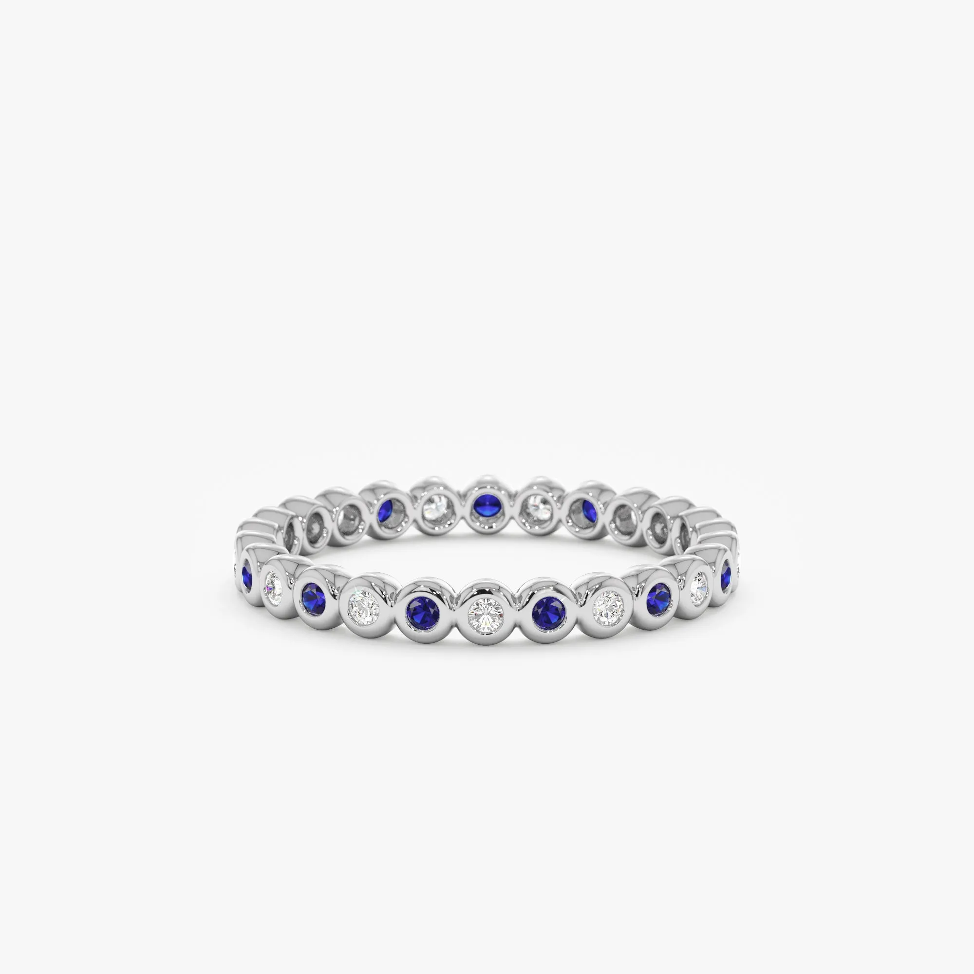 Bezel Sapphire and Diamond Eternity Band, Nyra