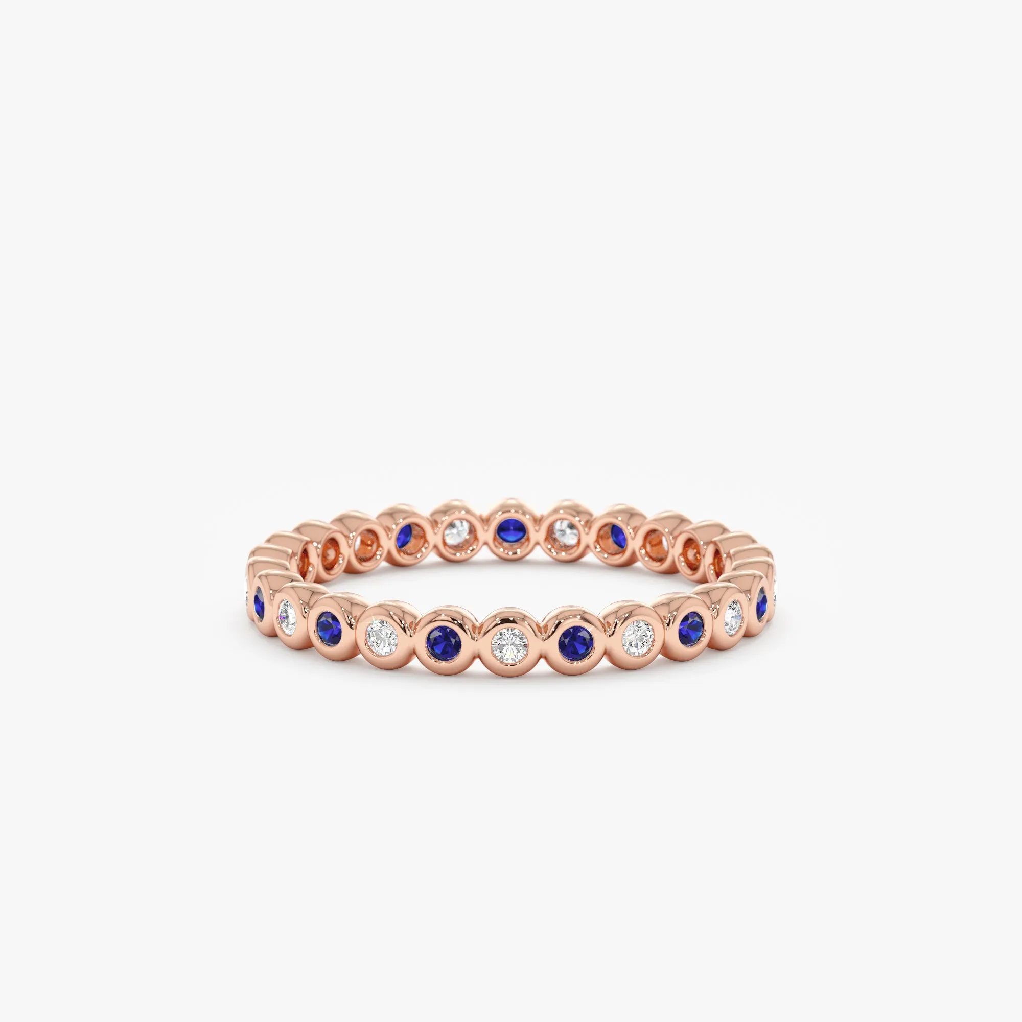 Bezel Sapphire and Diamond Eternity Band, Nyra