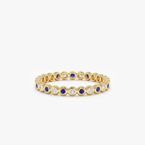 Bezel Sapphire and Diamond Eternity Band, Nyra