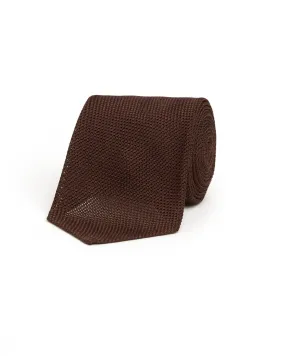 Bigi Fine Silk Grenadine Tie: Brown