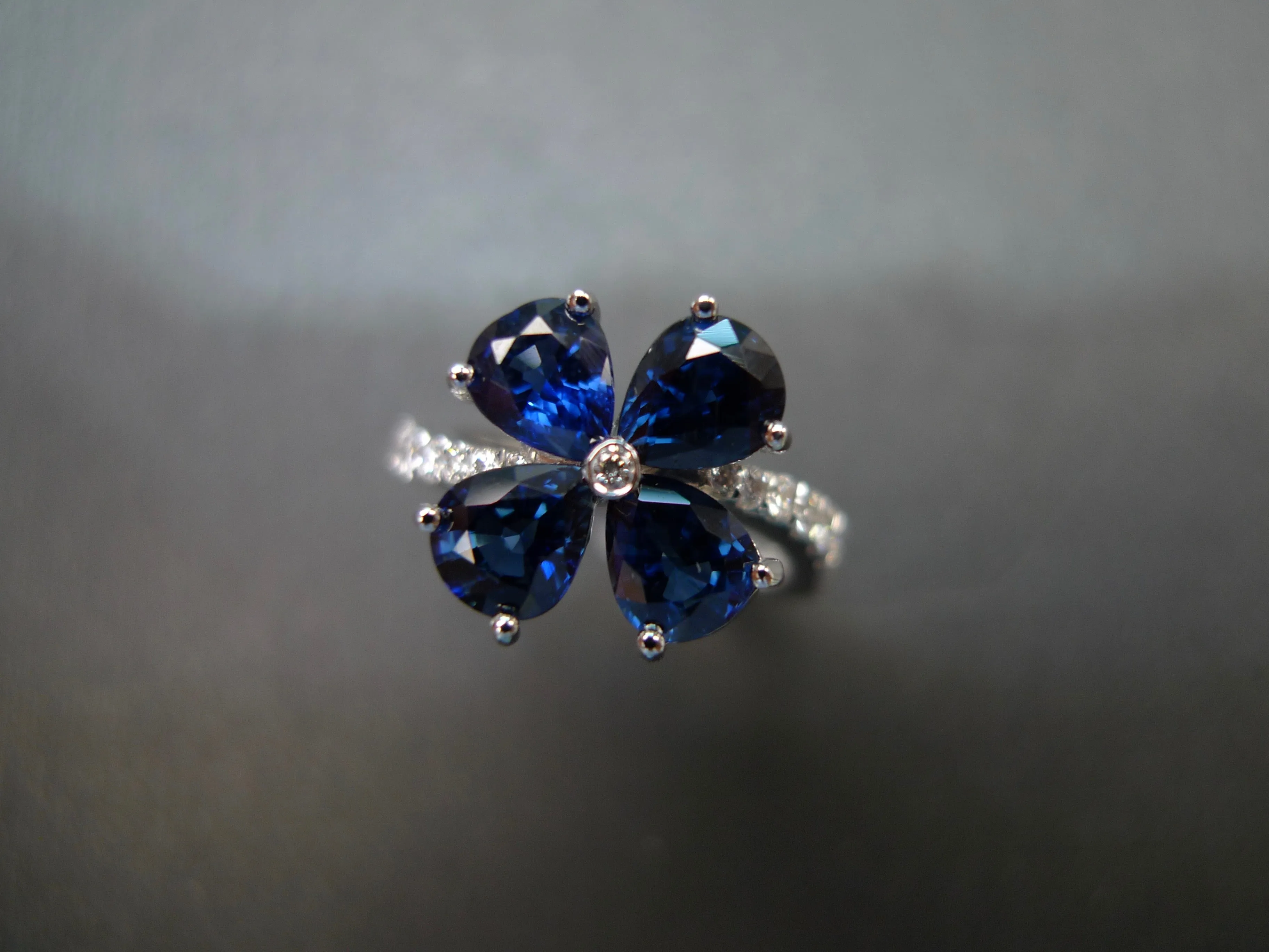 Blue Sapphire and Diamond Ring in White Gold