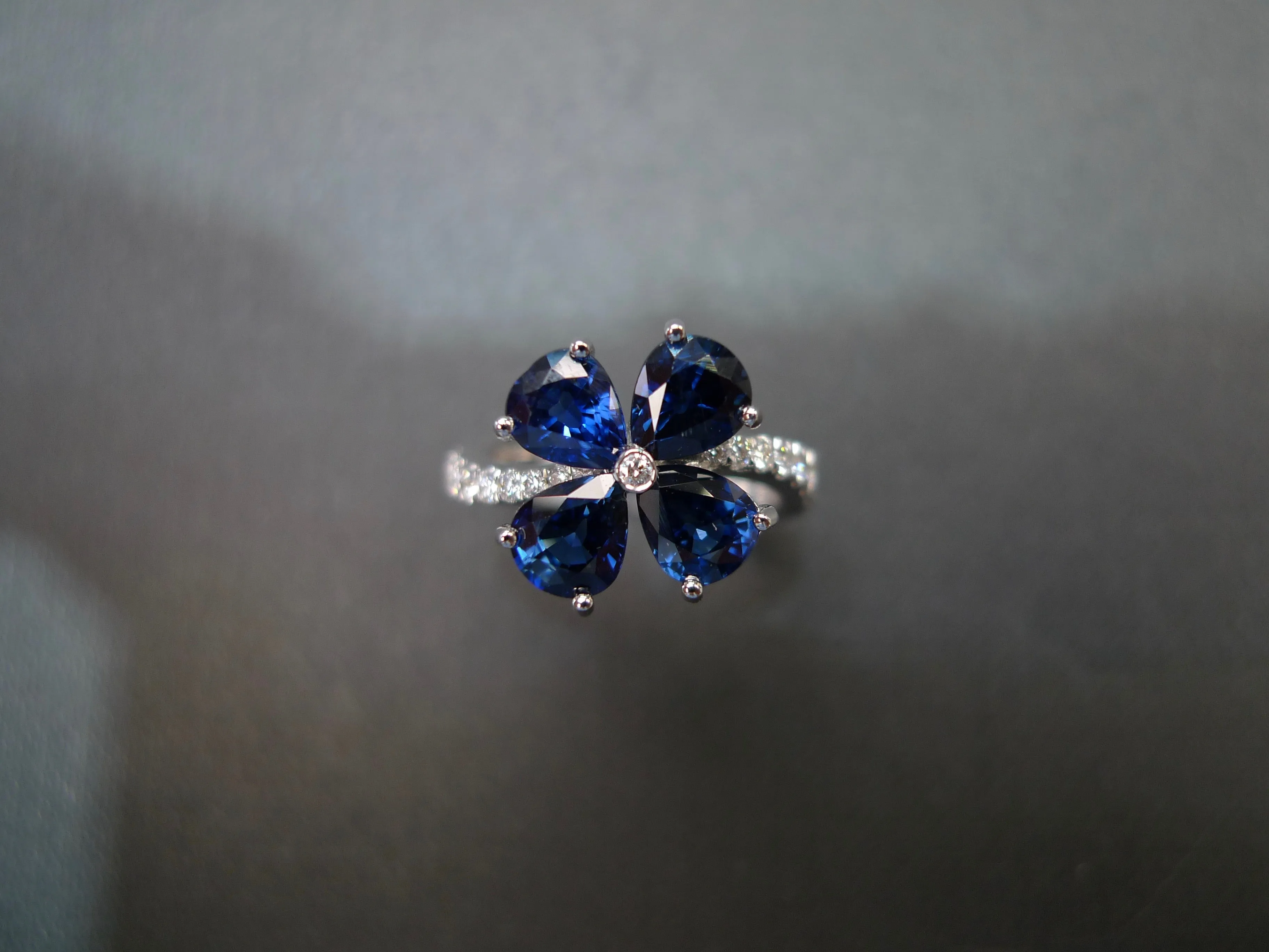 Blue Sapphire and Diamond Ring in White Gold